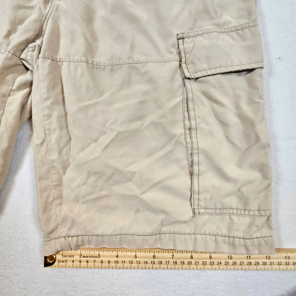 Bugle Boy Cargo Shorts Men 34W Tan Utility Gorpcore‎ Cotton Nylon Relaxed Fit